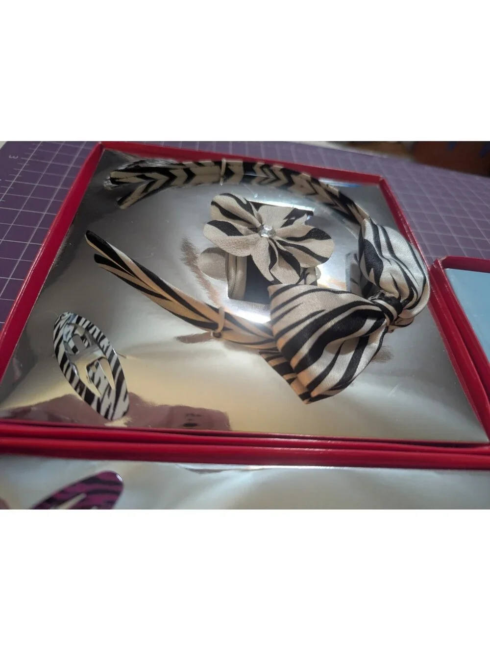 Girls Fashion Hair Accessories Gift Set Lot of 3 Headbands Bows Zebra Print